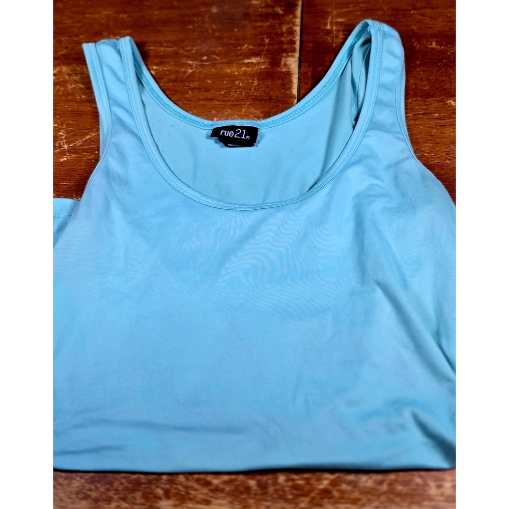 Rue21 Womens Light Blue Scoop Neck Tank Top Sleeveless Stretchy Basic Size S